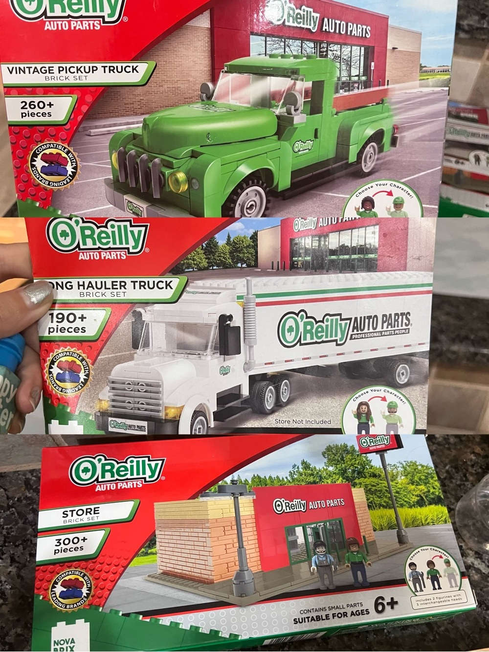 O’reilly Auto Parts Long Hauler Truck, Store, & Vintage Pickup Truck Lego Set
